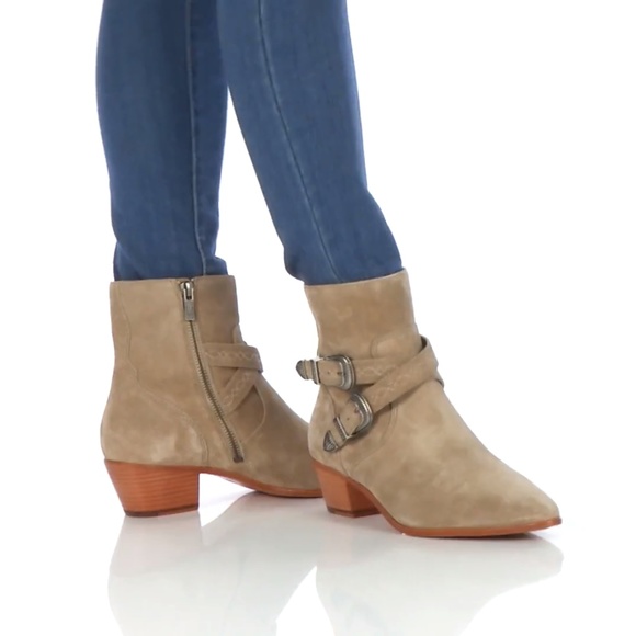 Frye Ellen Suede Buckle Short Boots - Picture 3 of 8